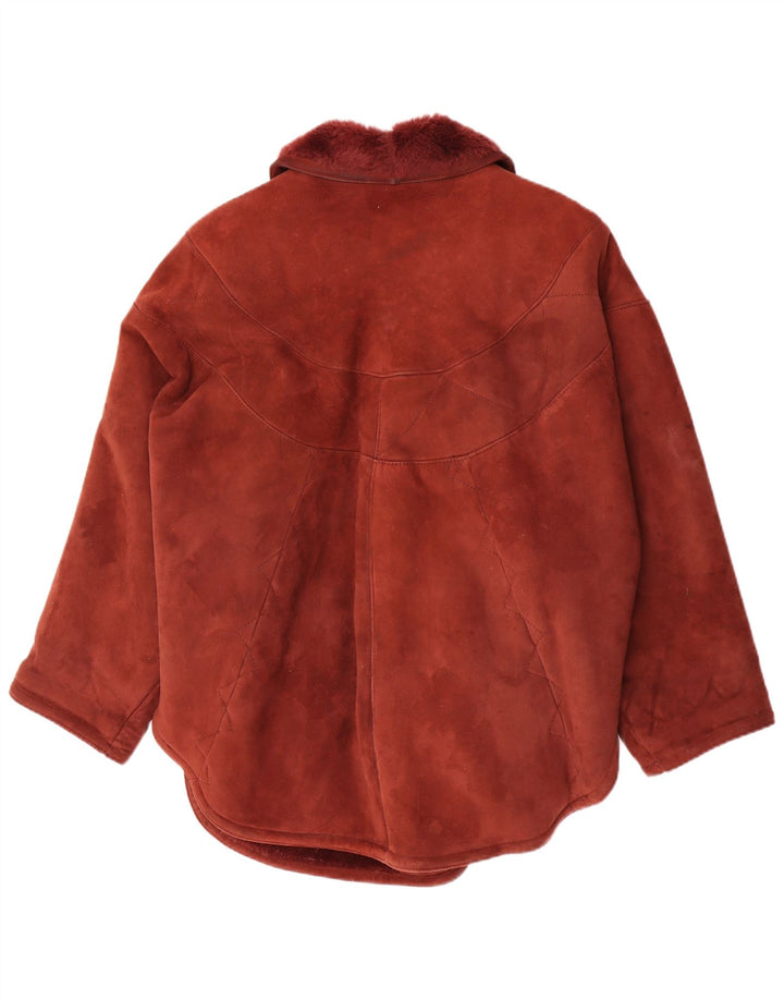 Vintage Damen Shearling Jacke IT 42 Medium Burgunder Shearling