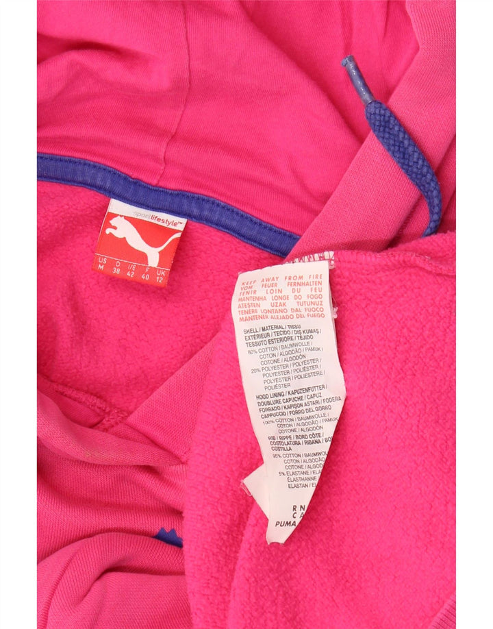 PUMA Damen Graphic Hoodie Pullover UK 12 Mittelrosa Baumwolle
