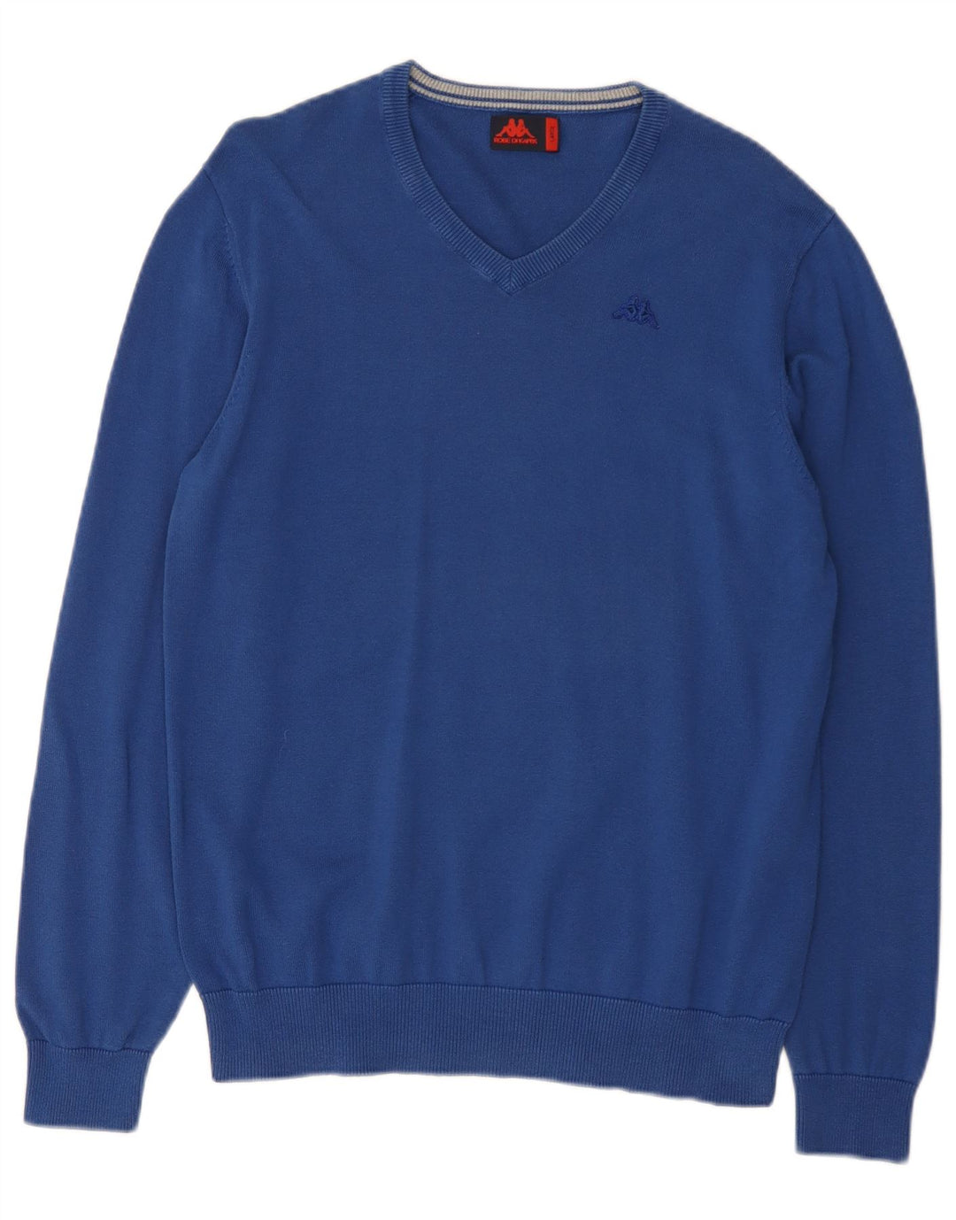 Kappa Herren-Pullover mit V-Ausschnitt, groß, aus blauer Baumwolle