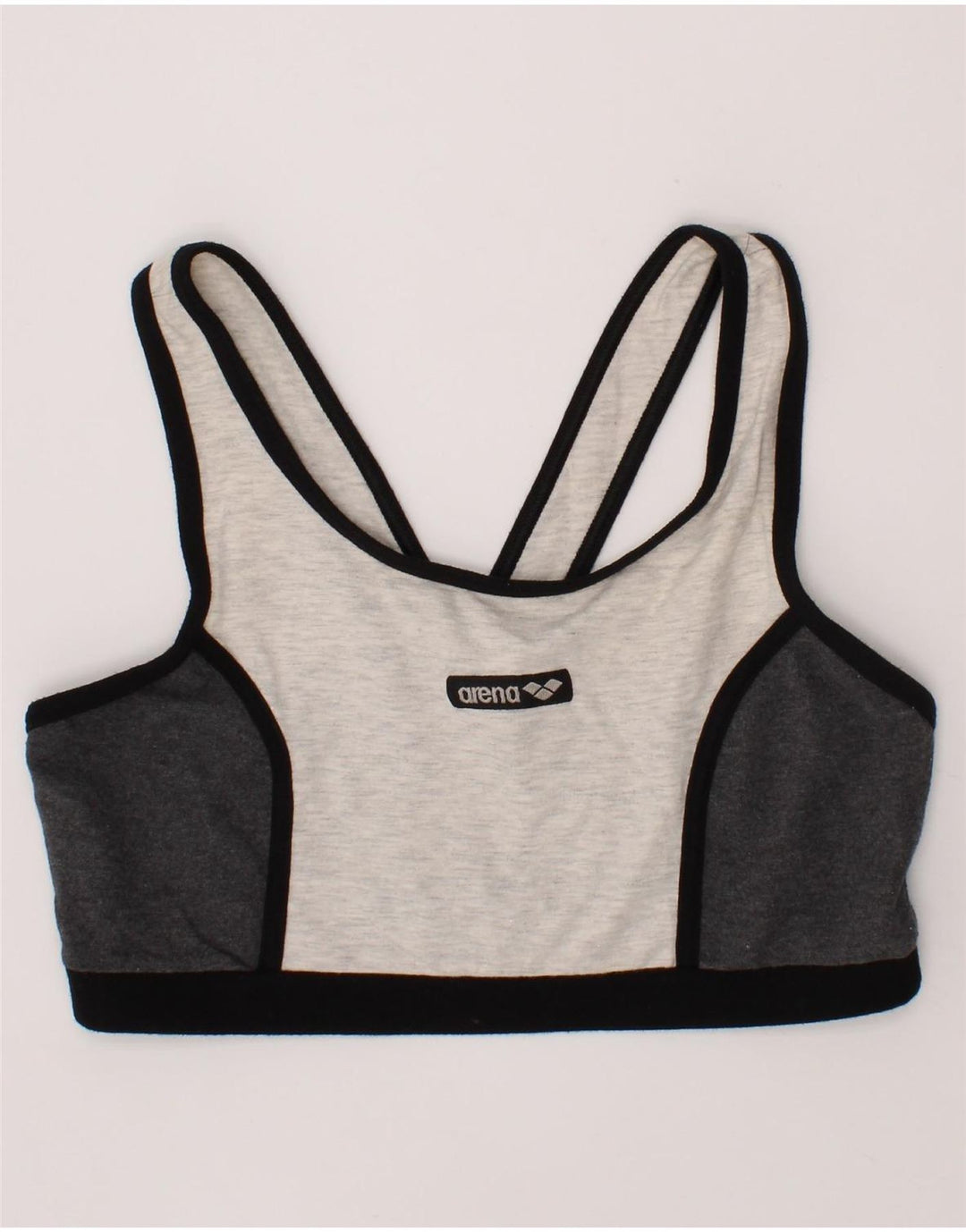 ARENA Womens Sport Bra Top IT 44 Medium Grey Colourblock Cotton Vintage Arena and Second-Hand Arena from Messina Hembry 