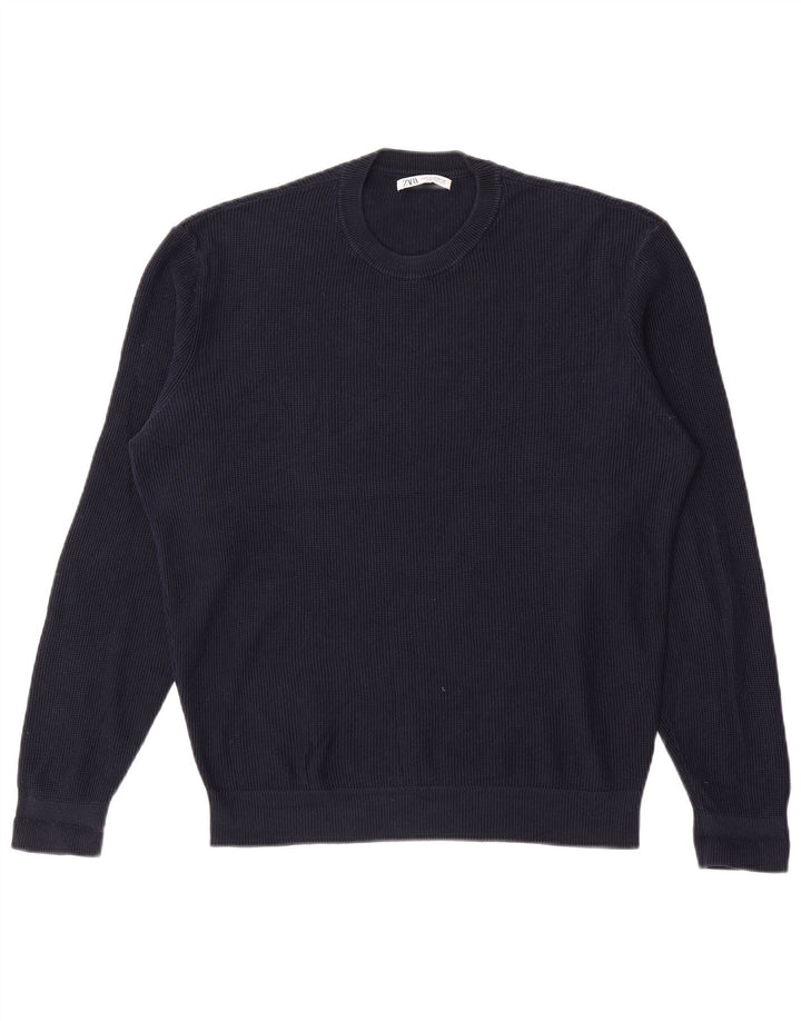 Zara Herren-Pullover mit Rundhalsausschnitt, mittelgroß, Marineblau