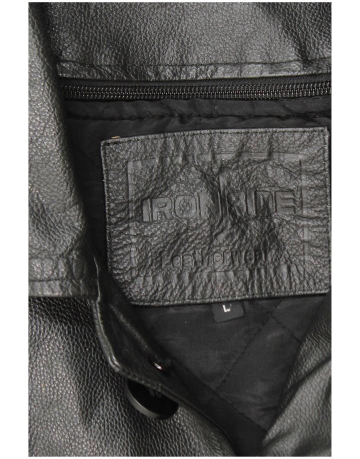 IRONSIDES Herren Lederjacke UK 40 Großes schwarzes Leder