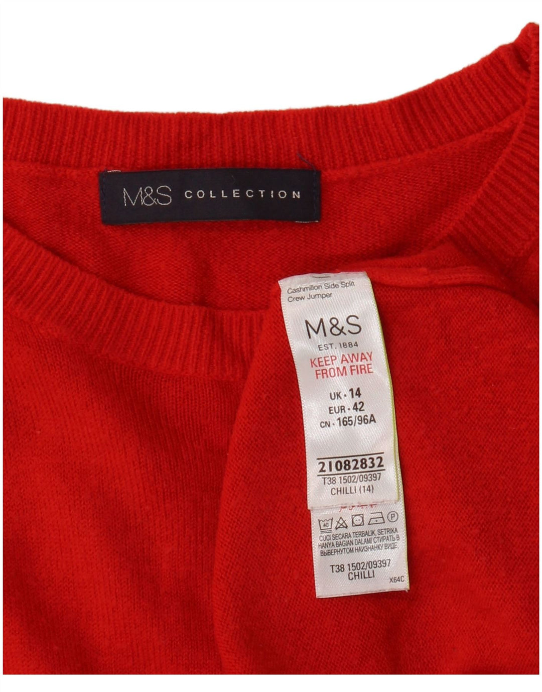 Marks & Spencer Damen-Pullover mit U-Boot-Ausschnitt, UK 14, Größe L, Rot, Acryl
