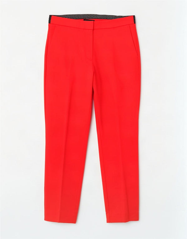 Schmale, verkürzte Damenhose von Zara, Größe L, W30, L26, rote Colourblock-Baumwolle