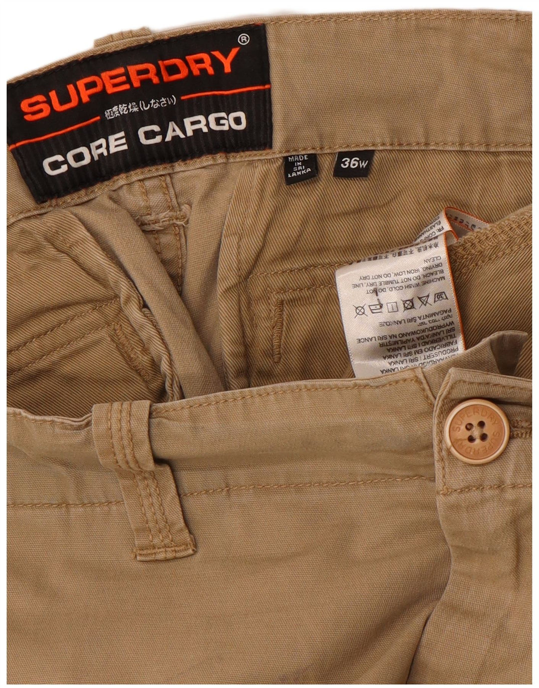 Superdry Herren Cargoshorts W36 Large Beige Baumwolle