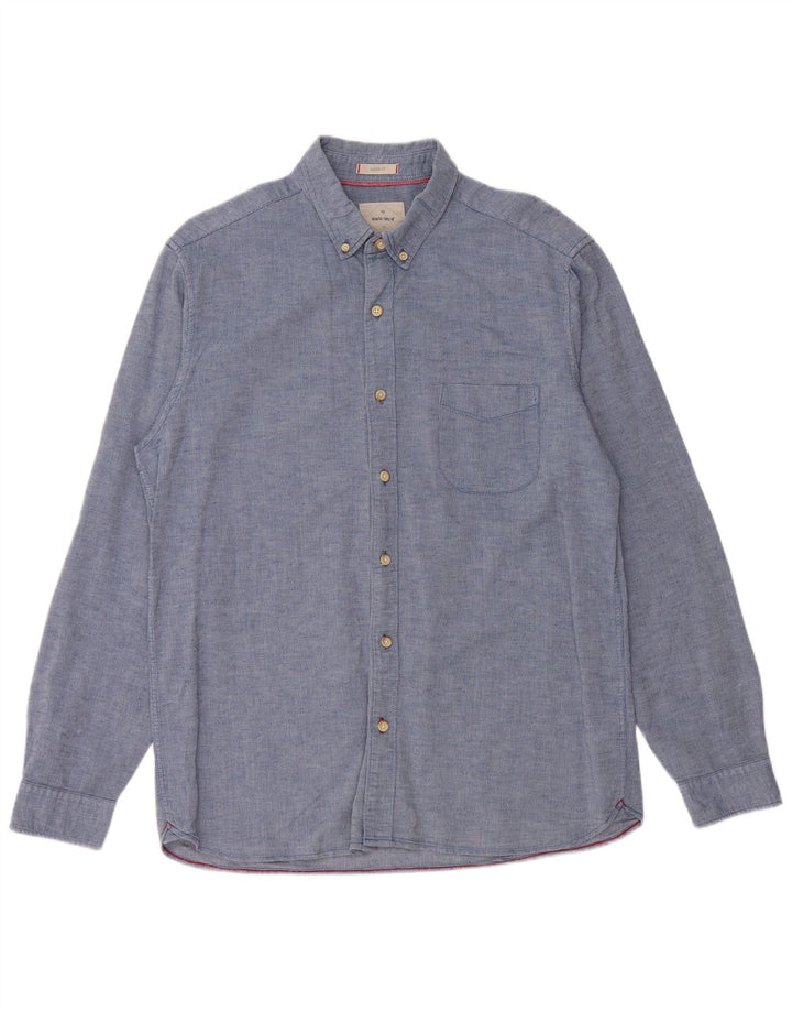 WHITE STUFF Herren-Hemd mit klassischer Passform, mittelblaue Baumwolle