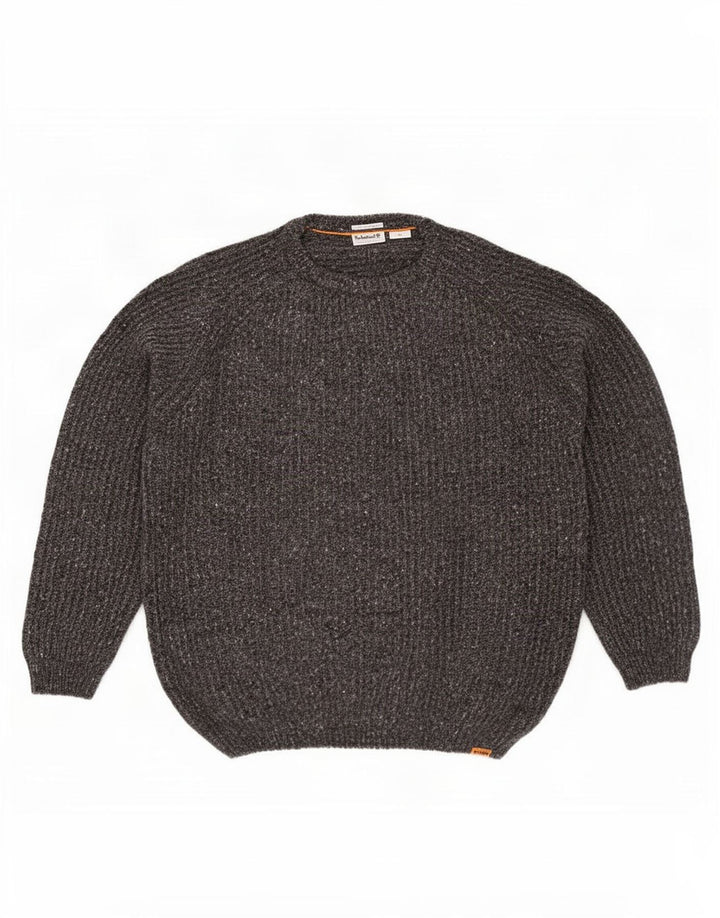 Timberland Herren-Pullover mit Rundhalsausschnitt, große grau gefleckte Wolle