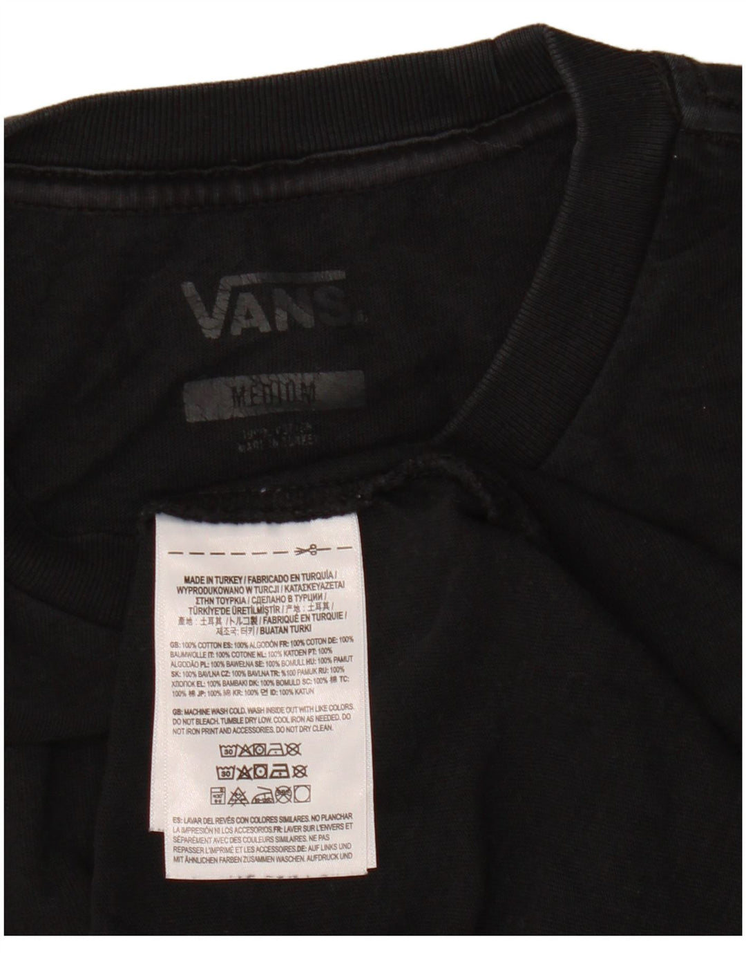 VANS Herren T-Shirt Top Medium Schwarz Baumwolle