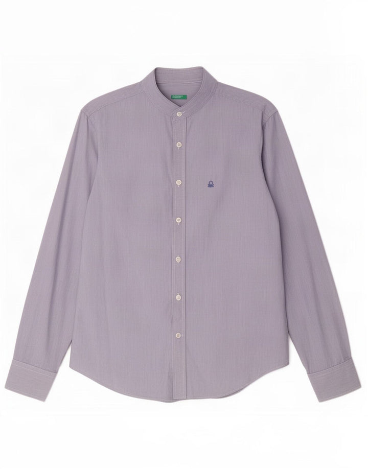 Benetton Herrenhemd, klein, blau, Nadelstreifen