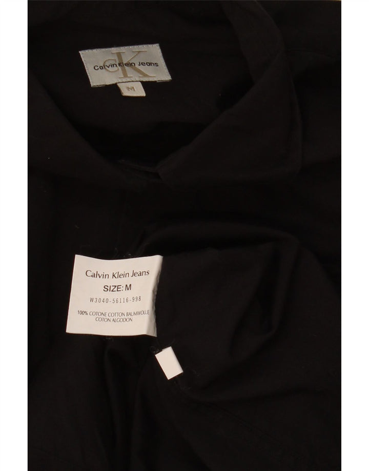 CALVIN KLEIN Damen-Oversize-Hemd UK 14 Mittelschwarze Baumwolle