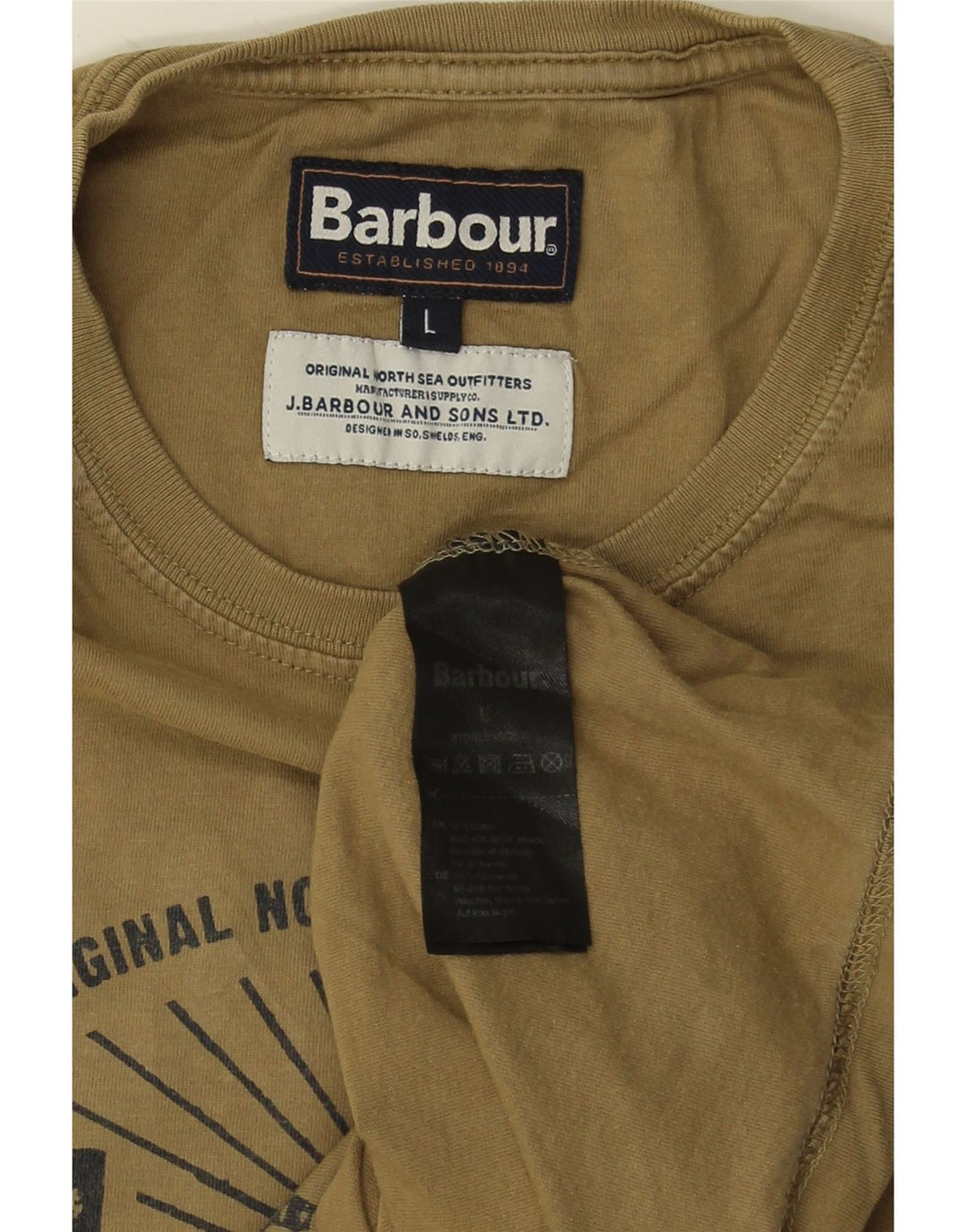 Barbour Herren-T-Shirt mit Grafik, groß, Khaki, Baumwolle