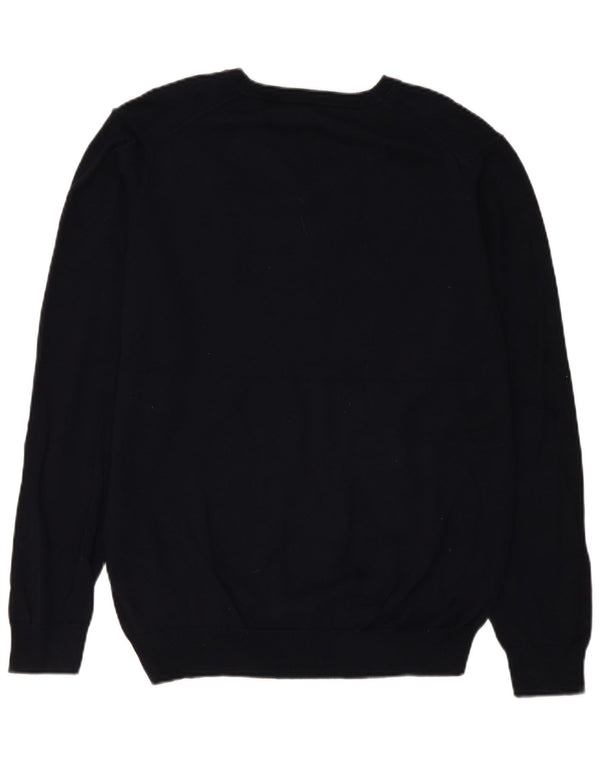 Gant Herren-Pullover mit V-Ausschnitt, groß, marineblaue Baumwolle