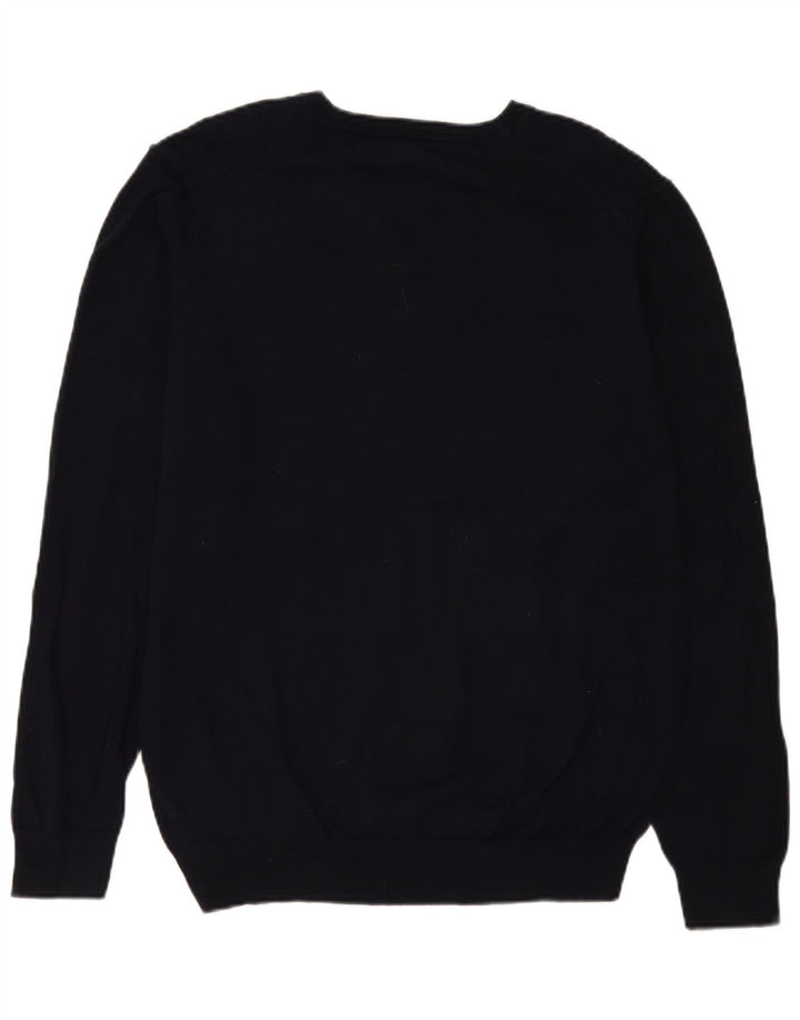 Gant Herren-Pullover mit V-Ausschnitt, groß, marineblaue Baumwolle