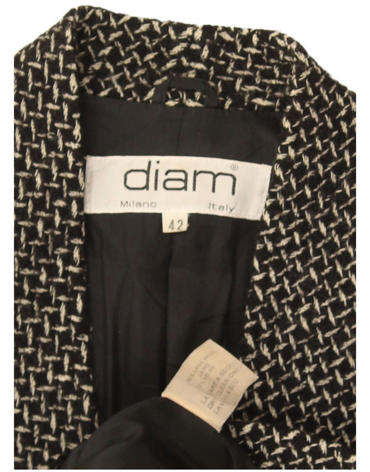 Vintage Damen 3-Knopf-Blazer-Jacke IT 42 Mittelschwarze Wolle