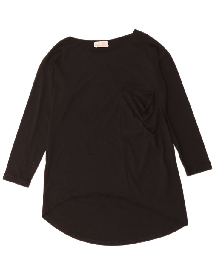 Zara Damen Top Langarm UK 14 Medium Schwarz