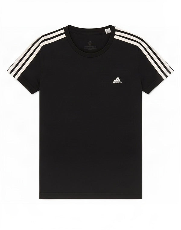 Adidas Damen T-Shirt Top UK 12/14 Medium Schwarz Baumwolle
