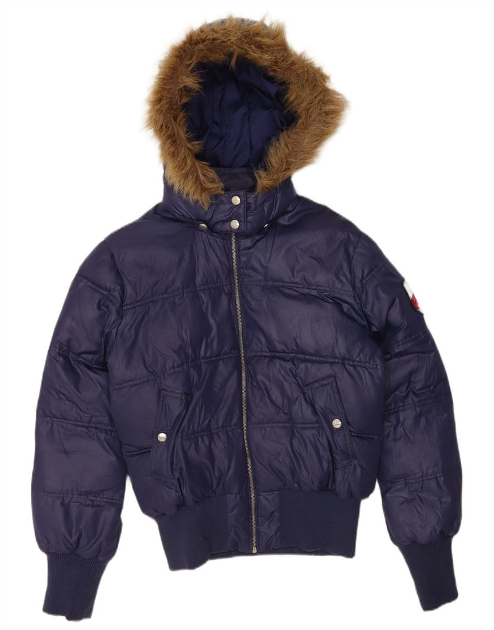 Lee Wattierte Damenjacke mit Kapuze, UK 16, Größe L, Marineblau, Polyester