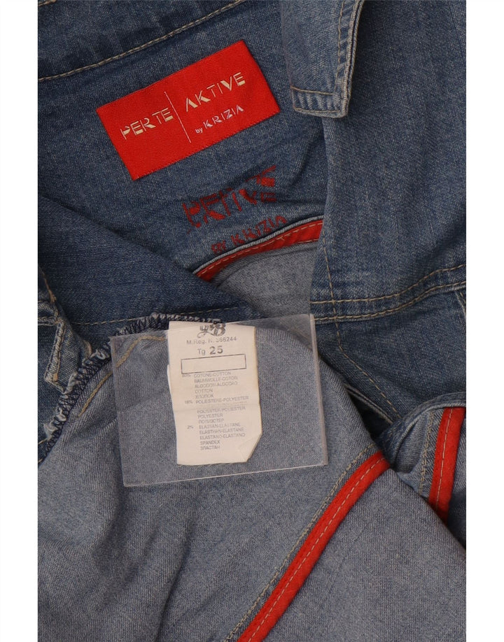 Krizia Damen-Jeansjacke in Übergröße, Größe 25, groß, blaue Baumwolle