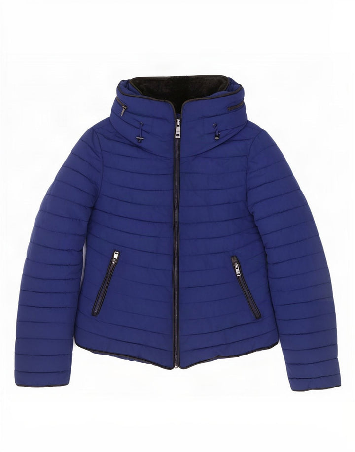 Zara Damen-Jacke mit Kapuze, gepolstert, Gr. 10, klein, Blau