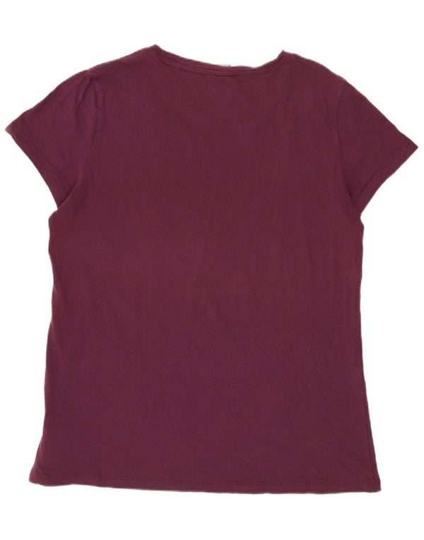 Puma Damen Grafik T-Shirt Top UK 16 Large Burgund Baumwolle