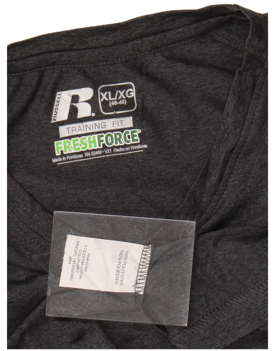 RUSSELL ATHLETIC Herren Dri-Power T-Shirt Top UK 46/48 XL Grau Polyester