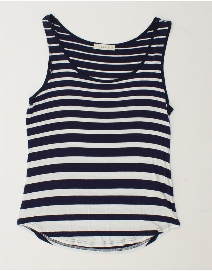 OASIS Womens Vest Top UK 10 Small Navy Blue Striped Viscose Vintage Oasis and Second-Hand Oasis from Messina Hembry 