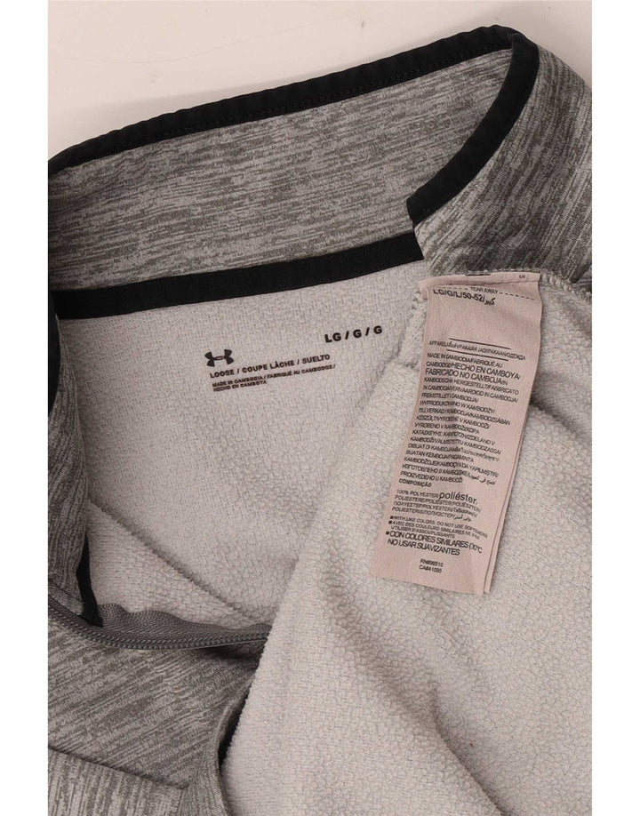 Under Armour Herren-Sweatshirt mit Reißverschluss am Hals, großes, grau meliertes Polyester