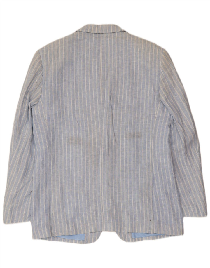 A.Basile Herren-Blazer mit 3 Knöpfen, IT 50, großes blau gestreiftes Leinen