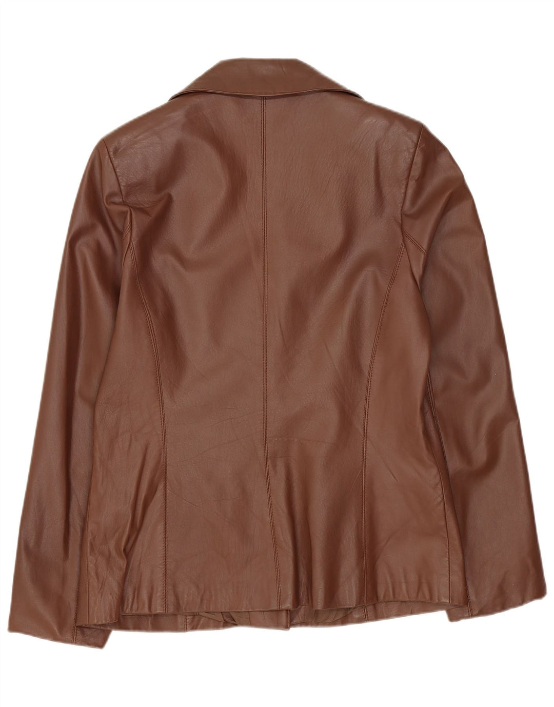 Vintage Damen 1 Knopf Leder Blazer Jacke UK 12 Mittelbraunes Leder