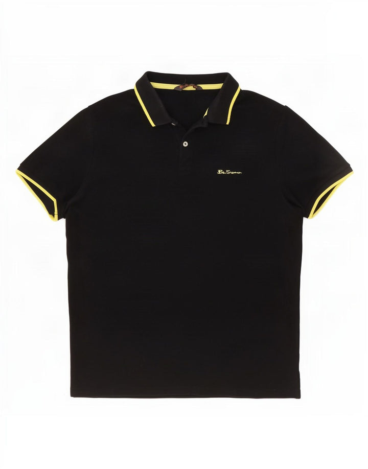 Ben Sherman Herren-Poloshirt, mittelgroß, schwarze Baumwolle