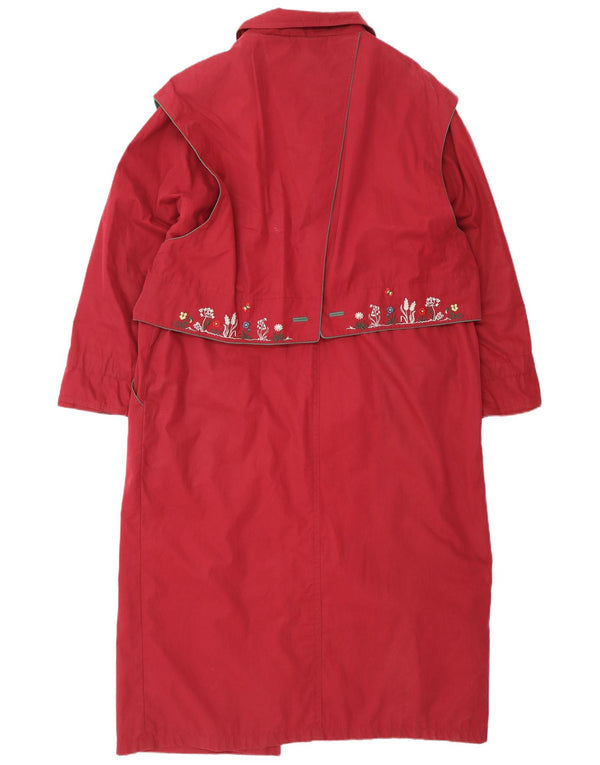 Julius Lang Damenmantel UK 16 Large Red Floral Cotton