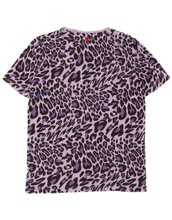 Fila Grafik-T-Shirt-Oberteil für Mädchen, 15–16 Jahre, lila, Baumwolle mit Animal-Print