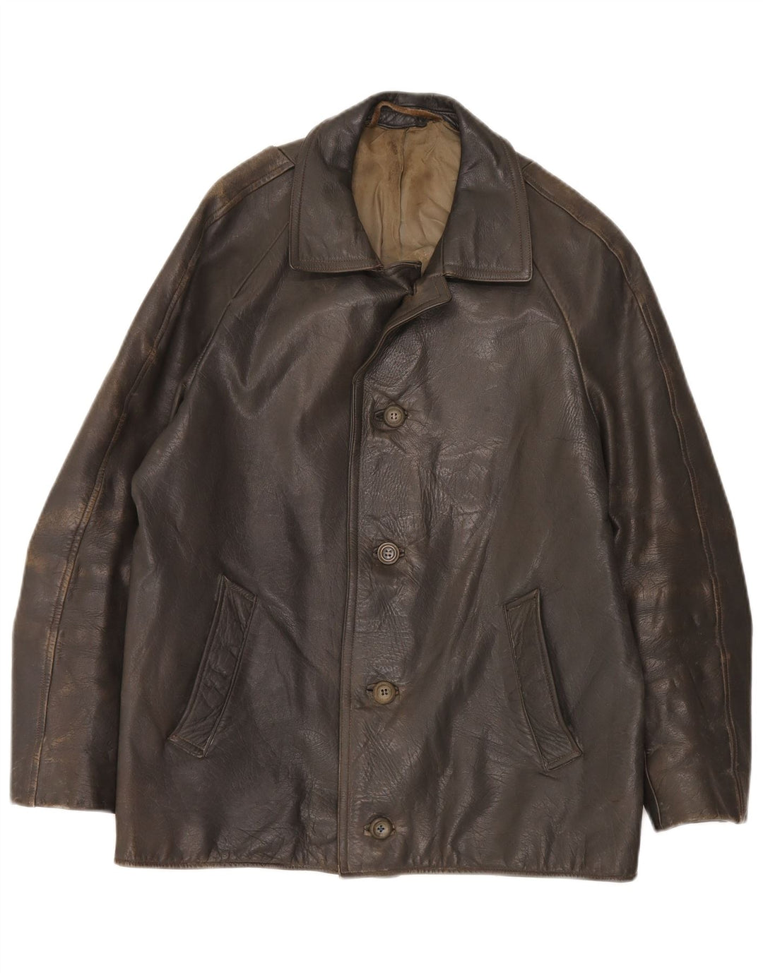 Vintage Herren Lederjacke IT 48 Medium Khaki