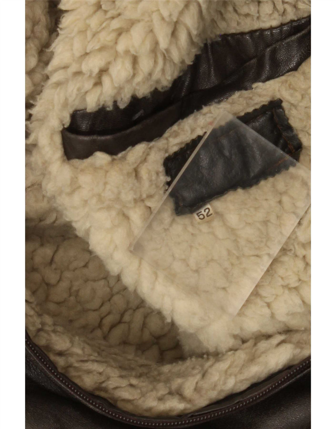 Vintage Herren Leder Sherpa Jacke IT 52 XL Braun