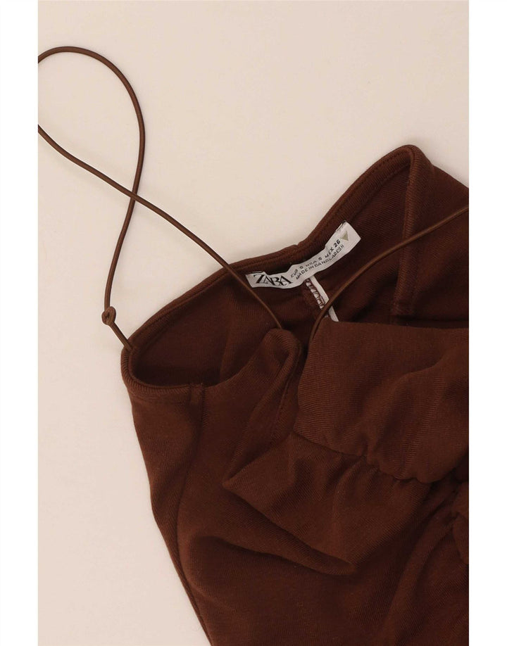 Zara Damen Crop Cami Top UK 8 Small Braun