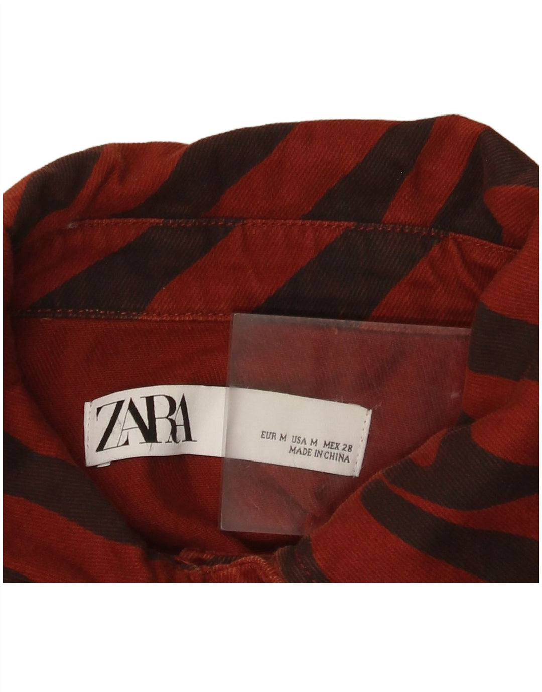 Übergroßes Jeanshemd von Zara für Damen, UK 14, Mittelrot mit Tiermuster