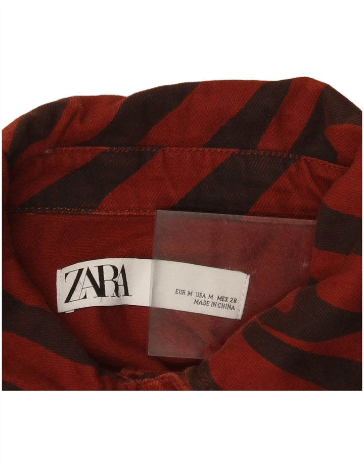 Übergroßes Jeanshemd von Zara für Damen, UK 14, Mittelrot mit Tiermuster