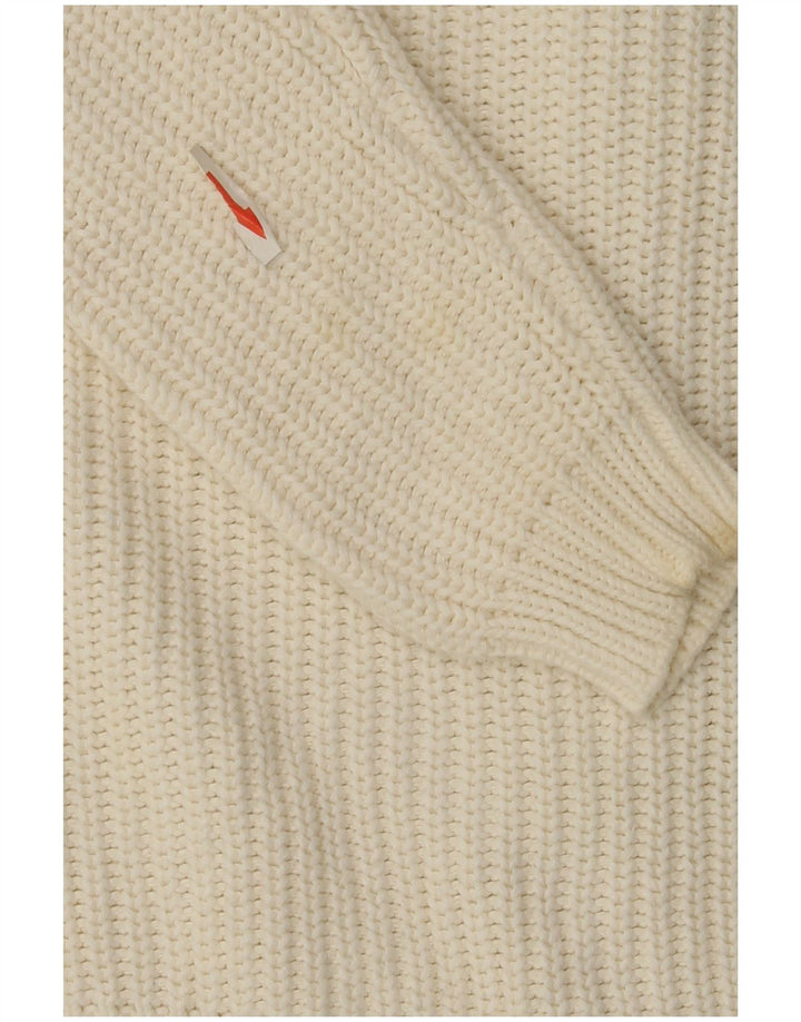 Marks & Spencer Damen-Cardigan mit durchgehendem Reißverschluss, UK 14, mittelweiße Baumwolle