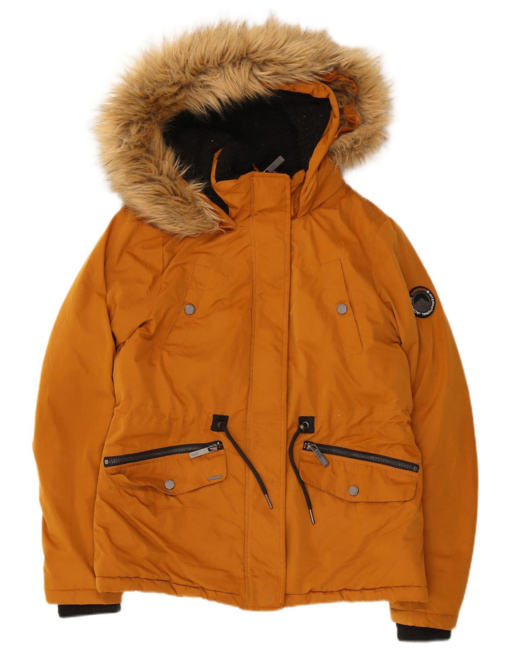 SUPERDRY Damen-Windbreakerjacke mit Kapuze, Gr. 8, Orange, Polyester