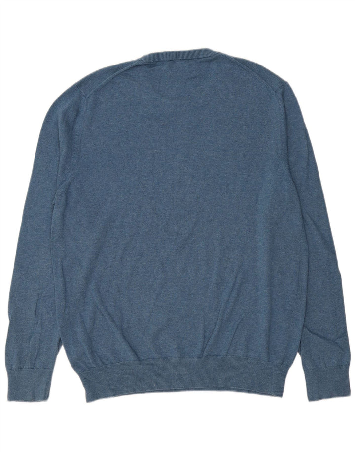 Marks & Spencer Herren-Pullover mit Rundhalsausschnitt, XL, blaue Baumwolle