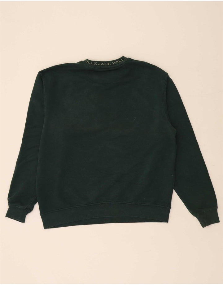 JACK WILLS Mens Relaxed Fit Sweatshirt Jumper Large Green Cotton