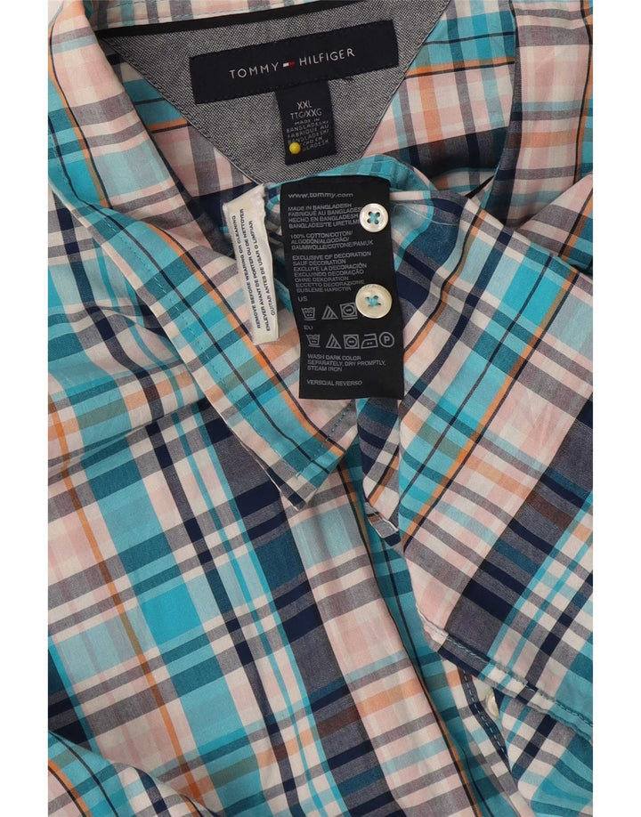 Tommy Hilfiger Herren-Hemd, groß, 2XL, blau kariert, Baumwolle