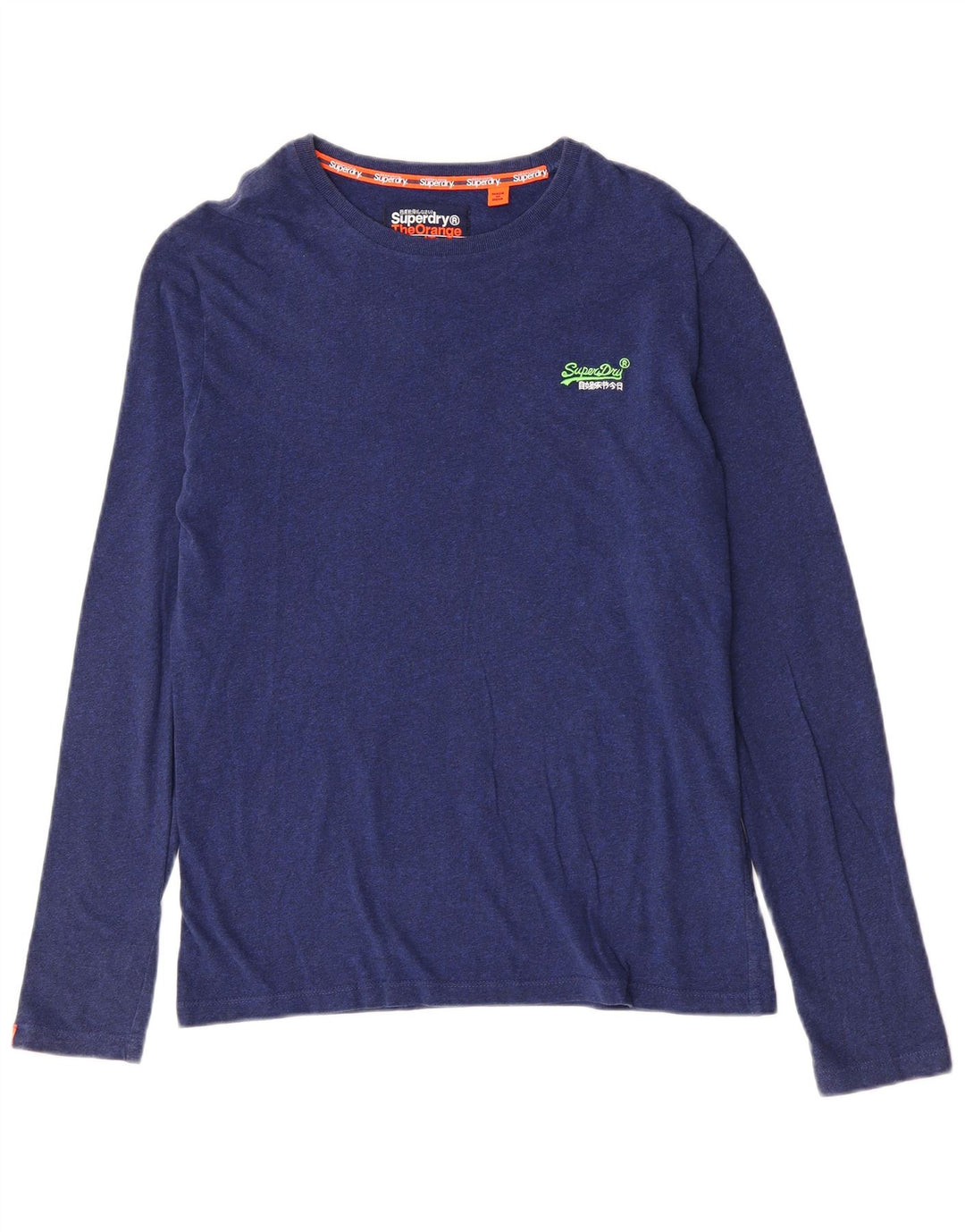 Superdry Herren-Langarmoberteil aus mittelblau gefleckter Baumwolle
