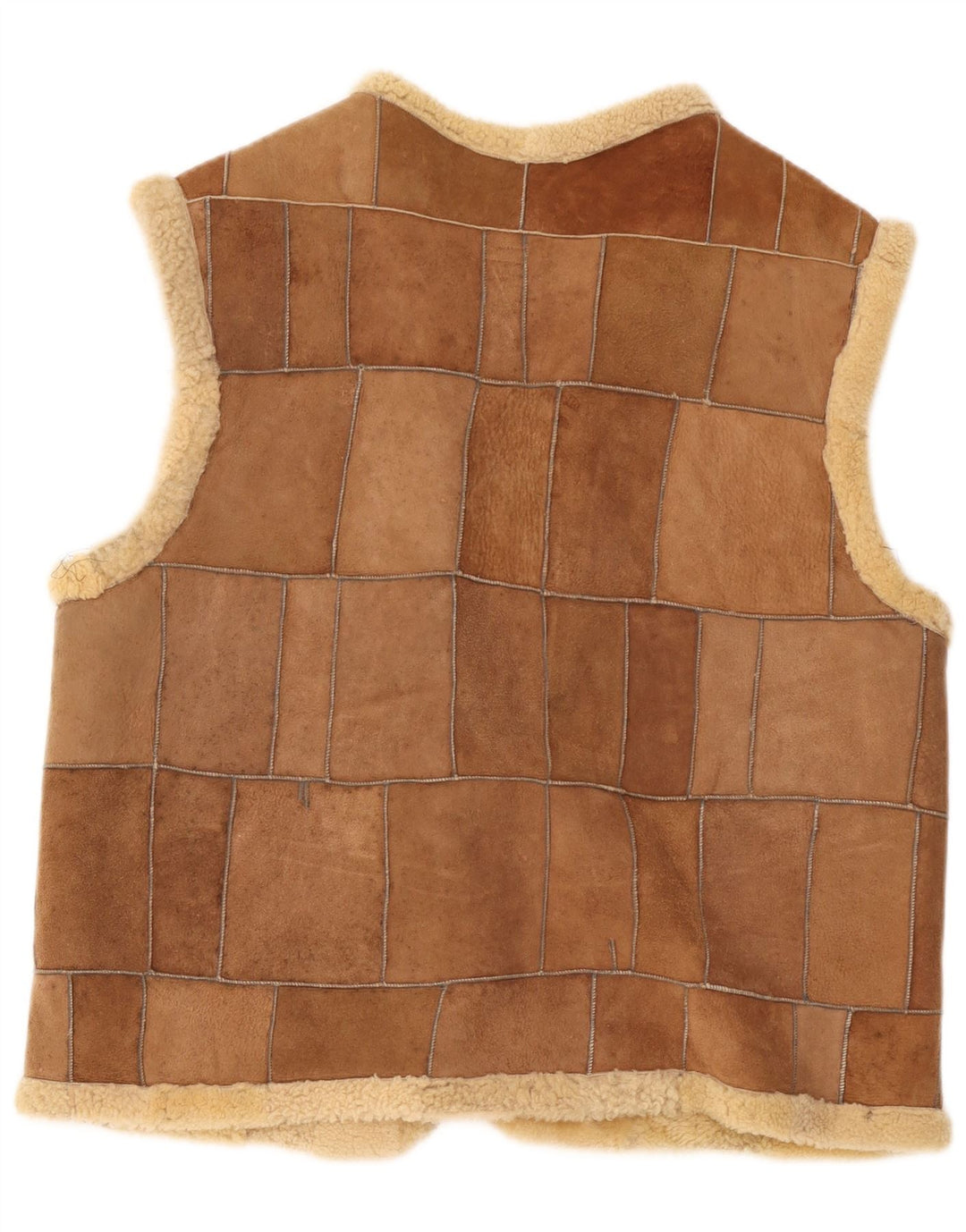 Vintage Herren Shearling Gilet UK 42 XL Braun
