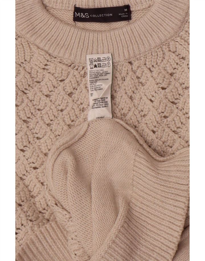 Marks & Spencer Damen Crop Pullover mit Rundhalsausschnitt, UK 14, Mittelbeige