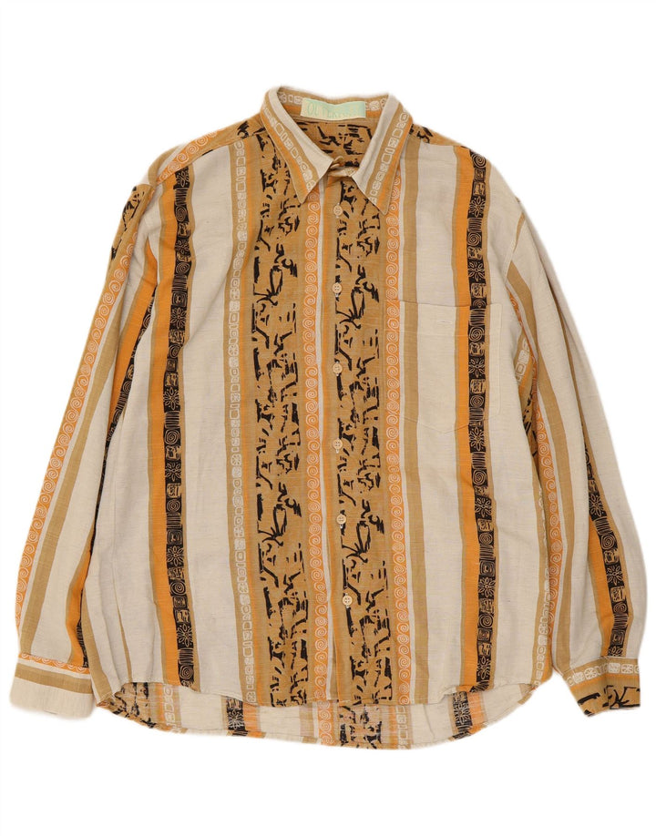 Vintage Herrenhemd, klein, mehrfarbig, gestreift, Baumwolle