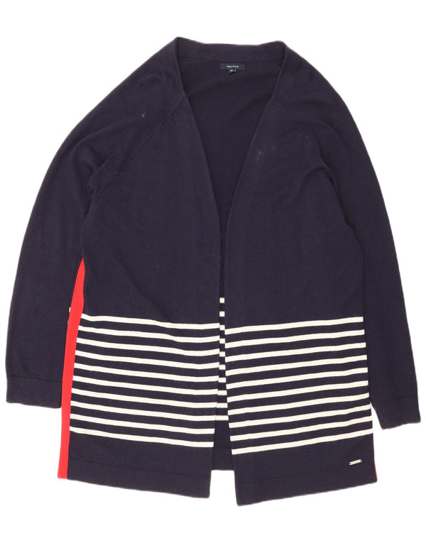 Nautica Damen Longline Open Cardigan Pullover UK 20 2XL Marineblau gestreift