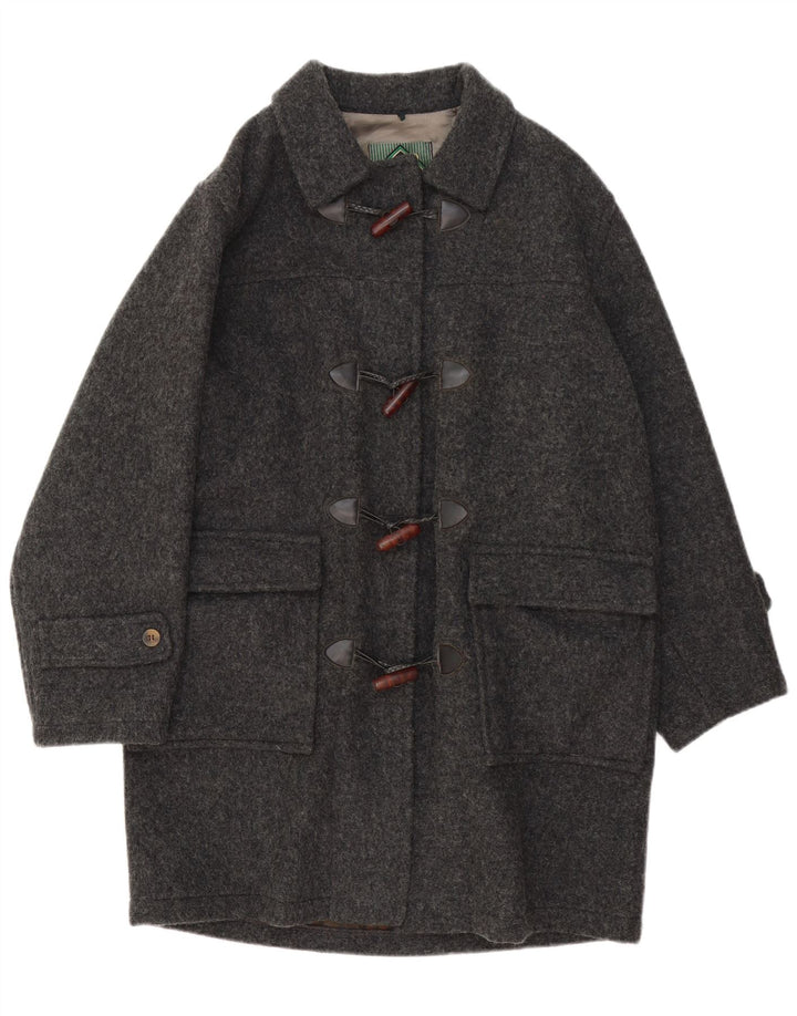 Vintage Herren Dufflecoat IT 46 Kleine grau gefleckte Wolle