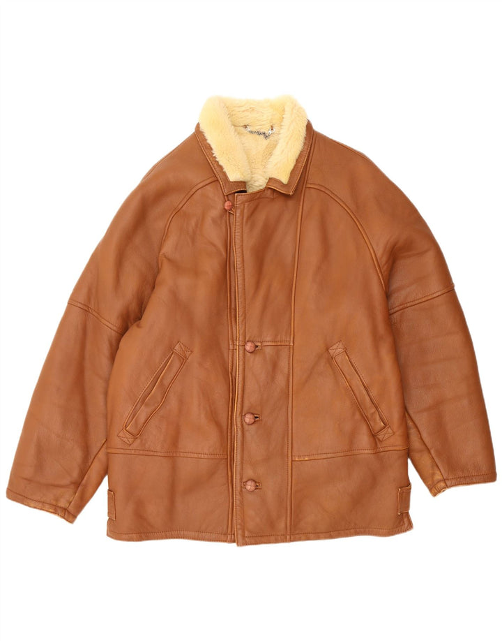 Vintage Damen Shearling Jacke IT 50 Großes braunes Shearling