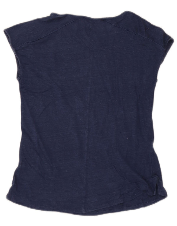 Massimo Dutti Damen T-Shirt Top UK 6 XS Marineblau meliert